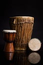 Three handmade Djembe drums Royalty Free Stock Photo