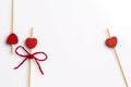 Three handmade heart cupcake toppers on white background Royalty Free Stock Photo