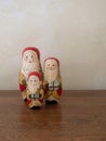 Three Handpainted Wooden Nesting Dolls Painted as Santa Claus