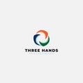 Three hands abstract circle logo designs