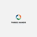 Three hands abstract logo designs hexagonal