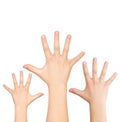 Three hands calling for help Royalty Free Stock Photo