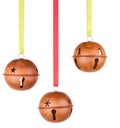 Three hanging Christmas or holiday ornaments Royalty Free Stock Photo