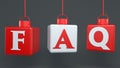 Three hanging cubes with FAQ concept Royalty Free Stock Photo