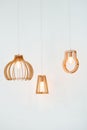 Three hanging lamp in modern style on gray background