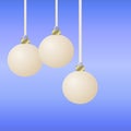 Three hanging white christmas ornaments Royalty Free Stock Photo