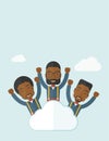 Three happy businessmen on the cloud Royalty Free Stock Photo