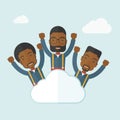 Three happy businessmen on the cloud Royalty Free Stock Photo