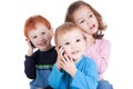 Three happy kids talking on mobile phones Royalty Free Stock Photo