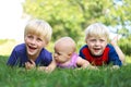 Three Happy Young Children Laughing Outside Royalty Free Stock Photo