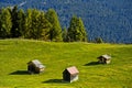 Three hay huts, Heustadl, on the Rotwand Meadow