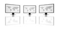 Three hd-monitors in action Royalty Free Stock Photo