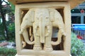 Three head elephant stone carving Royalty Free Stock Photo