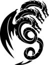 Three Headed Black Dragon Silhouette