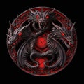 Three-headed dragon as emblem of the house Targaryen. Royalty Free Stock Photo