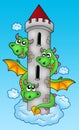 Three headed dragon on sky Royalty Free Stock Photo