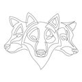 Three-headed wolf drawn in one continuous line. Design for modern tattoos, decor, logo, sports club design, gym design