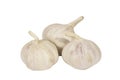 Three heads of garlic, isolated, on white background