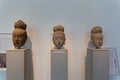 Three heads at the Ostasiatiska Museum of East Asia. Stockholm. Sweden 08.2019