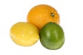 Three Healthy Colourful Citrus Fruits Orange Lime Lemon