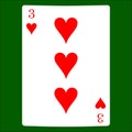 Three hearts. Card suit icon , playing cards symbols