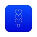 Three hearts ice cream icon blue vector Royalty Free Stock Photo