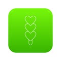 Three hearts ice cream icon green vector Royalty Free Stock Photo