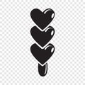 Three hearts ice cream icon, simple black style Royalty Free Stock Photo