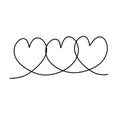 Three hearts in a line Vector illustration Royalty Free Stock Photo