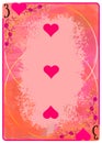 Three of Hearts playing card. Unique hand drawn pocker card. One of 52 cards in french card deck, English or Anglo-American