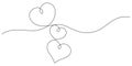 three hearts symbol one line continuous drawing Royalty Free Stock Photo