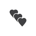 Three hearts vector icon