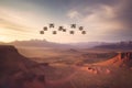 an image of drones flying over the desert Royalty Free Stock Photo