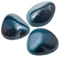 Three heliotrope (bloodstone) gemstones isolated