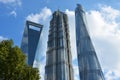 Three high skyscrapers under blue sky Royalty Free Stock Photo