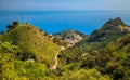 Three hills forming Taormina, Sicily Royalty Free Stock Photo