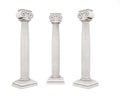 Three historic architectural column on white background