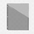 Three hole punched clear plastic file jacket on transparent background, realistic vector mock-up. Gray document holder, mockup Royalty Free Stock Photo