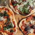 Three homemade pizzas Royalty Free Stock Photo