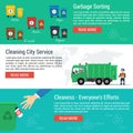 Three horizontal banners - cleaning city service