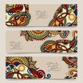 Three horizontal banners with decorative Royalty Free Stock Photo