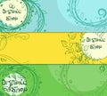 Three horizontal banners of organic shop with place for your text. Hand-drawn. Royalty Free Stock Photo