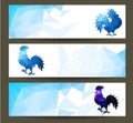 Three Horizontal banners set for chinese new year of rooster illustrtion