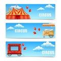 Three horizontal circus banners