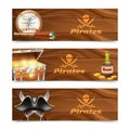 Three horizontal pirate banners