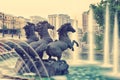 Three horses water fountain in Moscow Royalty Free Stock Photo