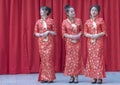 Chinese New Year 2019 - three hostesses Royalty Free Stock Photo