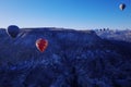 Three hot air balloons of Cappadocia