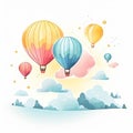 Three Hot Air Balloons Soaring in the Sky Royalty Free Stock Photo