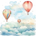 Three Hot Air Balloons Soaring in the Sky Royalty Free Stock Photo